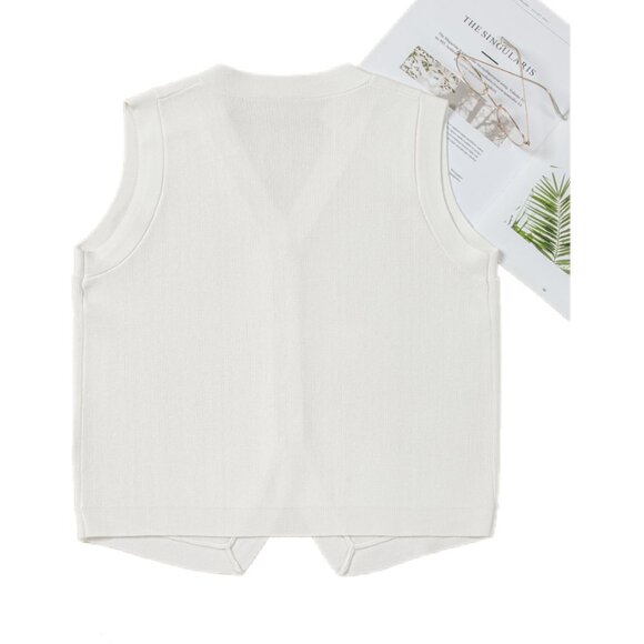 🤍 White V-Neck Buttoned Sweater Vest – Size M - Picture 6 of 11